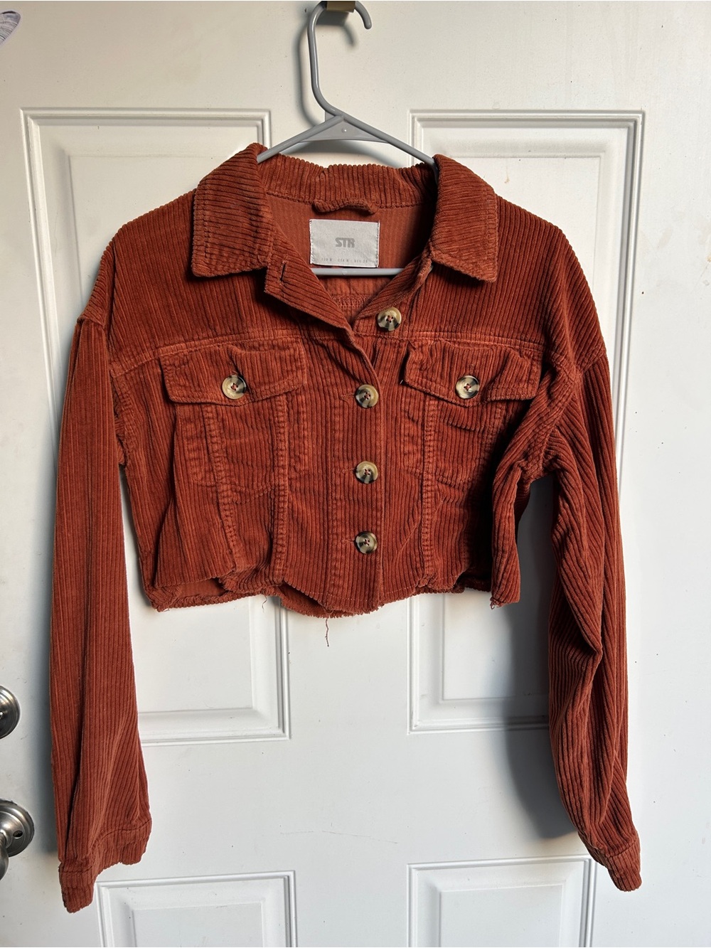 Cropped Corduroy Jacket - Rust Orange - Picture 1 of 4
